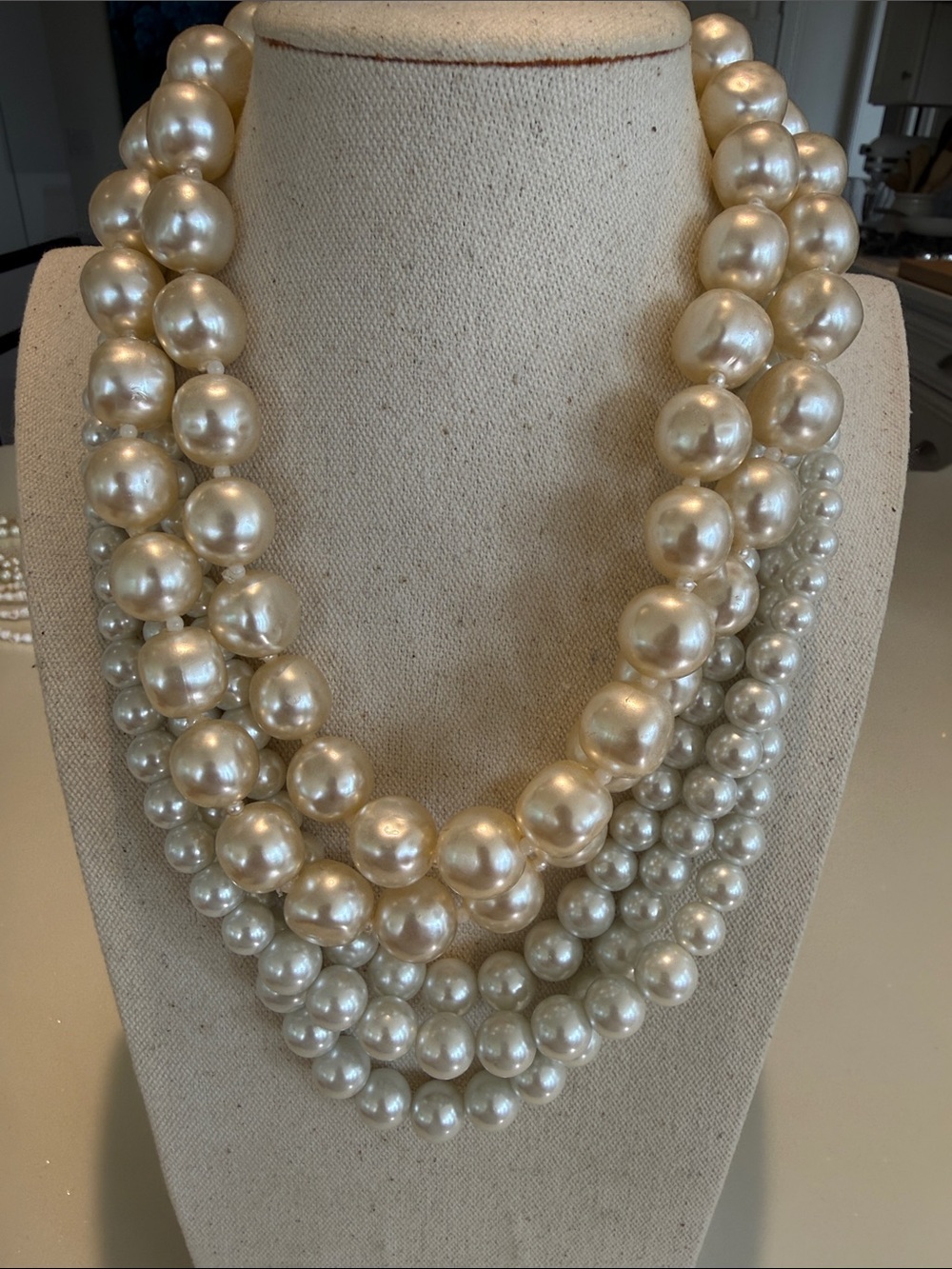 Multi-Strand Faux Gladd Pearl Necklaces in Ivory